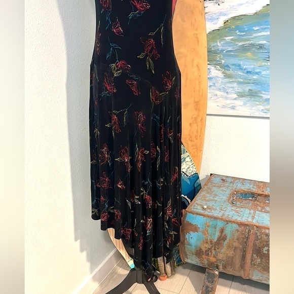 Softwear (by Mark Singer).Vintage 90's Fit & Flare Tank Dress Black-Size XL - Picture 3 of 10